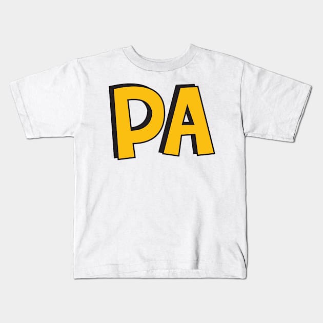 Film Crew On Set - PA - Gold Text - Front Kids T-Shirt by LaLunaWinters